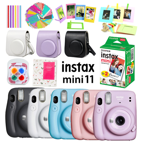 Pink/Blue/Gray/White/Purple Fujifilm Instax Mini 11 Instant Camera + 20 White Film + Case Bag + Album + Filter + Accessories Set ► Photo 1/6