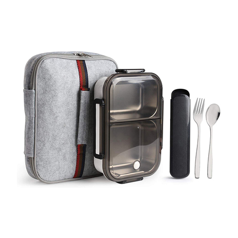 Eco friendly Leakproof Bento Lunch Box Removable Stainless Steel Bento Lunch Box 2-Compartment Portion Control Food Container ► Photo 1/6