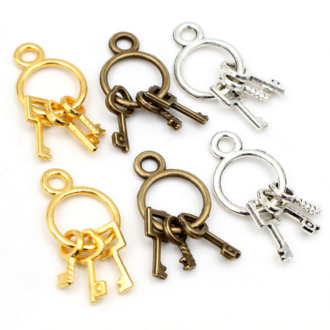 24X13mm 10pcs Antique Silver Plated Bronze Plated Key Chain Handmade Charms Pendant:DIY for bracelet necklace ► Photo 1/5