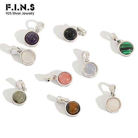 F.I.N.S Classic Hot 100% 925 Sterling Silver Natural Malachite Blue-Sand Crystal Opal Stone Tigereye Gem Pendants Je ► Photo 1/6