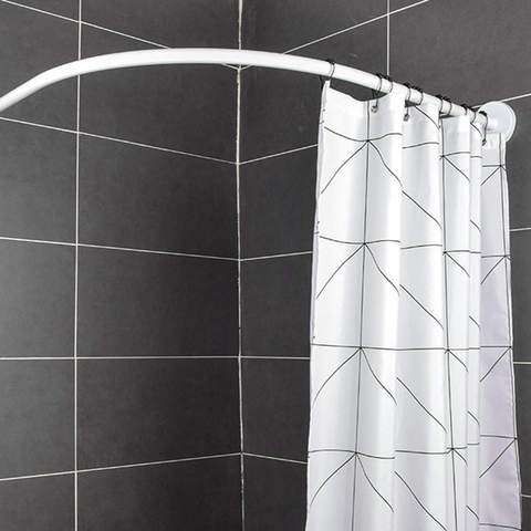304 Stainless Steel Extendable Corner Shower Curtain Rod Pole L Shape No Punching Rail Rod Bar Bathroom Hardware Heavy Loaded ► Photo 1/6