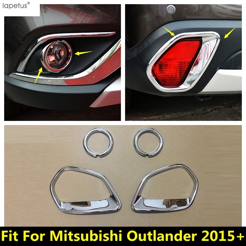 Lapetus Accessories For Mitsubishi Outlander 2015 - 2022 Front Head Fog Light Ring & Rear Fog Lamp Molding Cover Kit Trim ► Photo 1/6