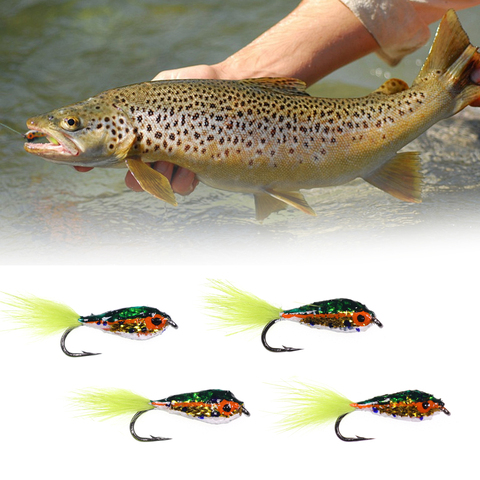 Bimoo 2PCS Rainbow Trout Epoxy Body Minnows Fly Fishing Flies Streamer Fly Size #10 ► Photo 1/6