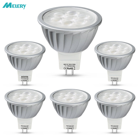 MR16 LED Spot Light Bulb GU5.3 Lamp 7W/12V Warm/Cold White 2700K/6000K 50W Halogen Equivalent No Flicker Aluminum 560lm 6PACK ► Photo 1/6