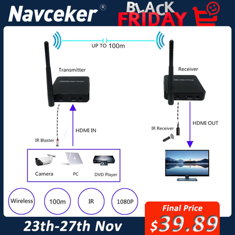 ZY-DT216 5GHz Wireless Transmission System Wireless HDMI Extender Receiver Video WIFI 100m Wireless HDMI Sender Kit - Price history & Review | AliExpress Seller - Navceker Factory Store | Alitools.io
