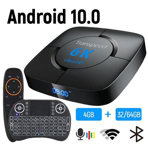 Android 10.0 4G 64G TV BOX 6K Youtube Google Assistant 3D Video TV receiver Wifi Bluetooth TV Box  Play Store Set top Box ► Photo 1/6