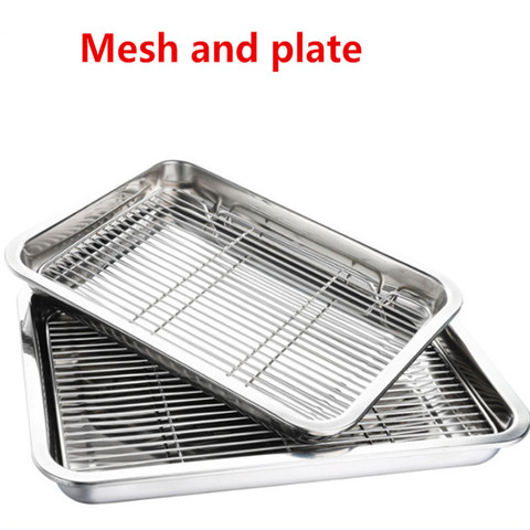 Wire Steaming Kebab Barbecue Mesh Rack BBQ Grill Mesh Tool Net Carbon Stainless Steel deep Square Plate cafeteria Storage trays ► Photo 1/6