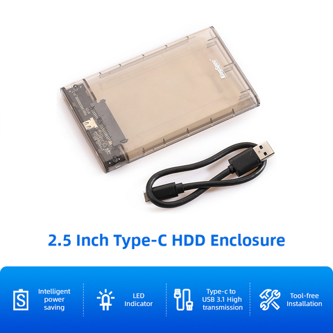 KingSpec HDD Case 2.5 Inch SATA to USB adapter HDD Hard Disk Enclosure External hdd Enclosure 2.5 HDD Box SATA SSD CASE USB 3.1 ► Photo 1/6