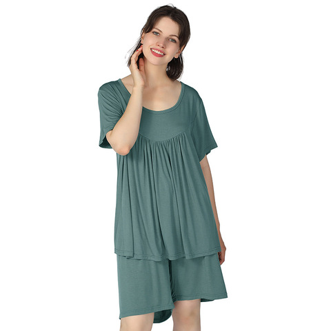 PLUS SIZE 5XL 6XL 7XL Women Pajamas Set Nightwear Casual Loose Elastic Cotton 2pcs Sleepwear Summer Sleep Set Home Clothes ► Photo 1/6