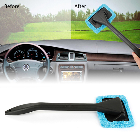 Car Window Windshield Wiper Microfiber Cloth Auto Window Cleaner Long  Handle Car Washable Brush Clean Tool with extra 2pcs Cloth - Price history  & Review