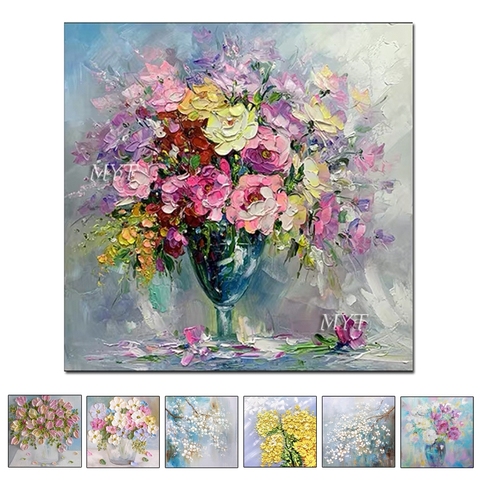 Hand Painted Oil Painting Modern Abstract Oil Painting Reprodcution Knife Flowers Heart Picture Home Decoration Unframed ► Photo 1/6