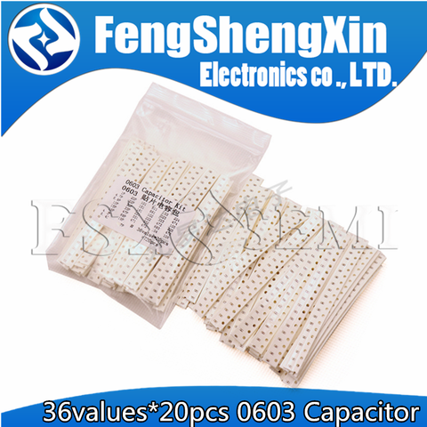 36values X20pcs=720pcs 1pF~10uF 0603 SMD Capacitor assorted kit Capacitors Samples Kit electronic diy kit ► Photo 1/2