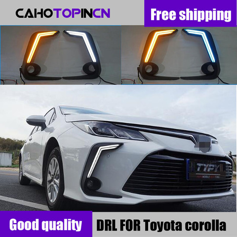 2Pcs LED DRL Daytime Running Light For Toyota Corolla 2022 Fog Lamp Decoration Bumper Light Yellow Turn Signal ► Photo 1/6