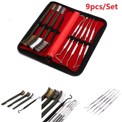 Hot Sale 9pcs/Set weapon cleaning kit Universal Gun Hunting weapon Cleaning Kit Brush Gun Cleaning Set pick gun Tool ► Photo 1/6