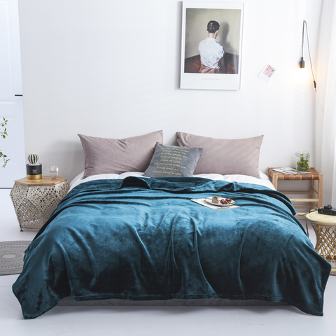 Luxury 500Gsm Thick Soft Flannel Blankets For Beds Faux Fur Mink Throw Twin Queen Size Bedspread Coverlet Winter Warm Blankets ► Photo 1/6