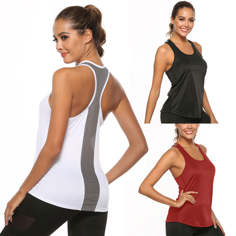 Sleeveless Racerback Yoga Vest Sport Singlet Women Athletic Fitness Sport Tank Tops Gym Running Training Yoga Shirts ► Photo 1/6