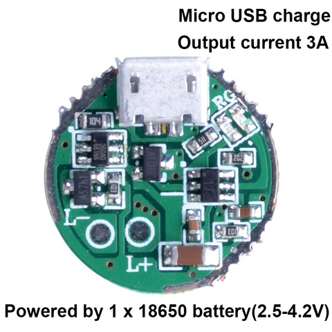 20mm 2.5V - 4.2V circuit driver board 5V micro USB charging drive board for T6 U2 L2 18650 26650 LED Flashlight torch light ► Photo 1/5