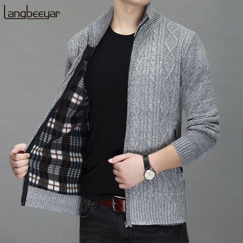 2022 Thick Warm New Fashion Brand Sweater Cardigan For Men Slim Fit Jumpers Knitred Winter Korean Style Casual Mens Clothes ► Photo 1/6
