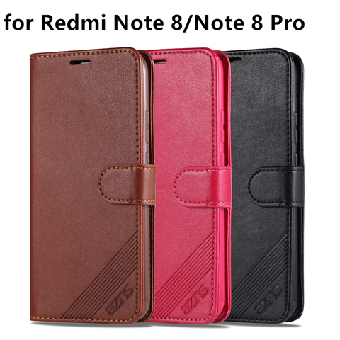 AZNS Pu Leather Flip Cover Case For Xiaomi Redmi Note 8 Pro 8T Note 6 7 9 Pro Max 9s Global Protective Cover Flip Book Holder ► Photo 1/6