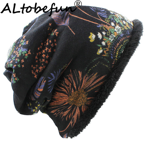 ALTOBEFUN Girl Scarf Warm Women Skullies Beanies Fashion Brand Autumn Winter Vintage Design Dual-use Hats For Ladies  BHT058 ► Photo 1/6