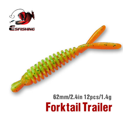 KESFISHING New Lures 2022 Fishing Forktail Trailer Pike Fishing Soft Bait Worm Lure ► Photo 1/6