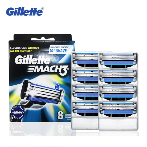 Gillette Mach 3 Shaving Razor Blades For Men Face Care Manual Shaver Straight Razor Blades 8 Refills ► Photo 1/5