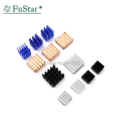 12 Pcs/Set Heat Sink Aluminum Copper Radiator Cooler Kit For Raspberry Pi 2 / 3 Whosale&Dropship 9*9*12 14*14*6 8*8*4 13*12*5mm ► Photo 1/6