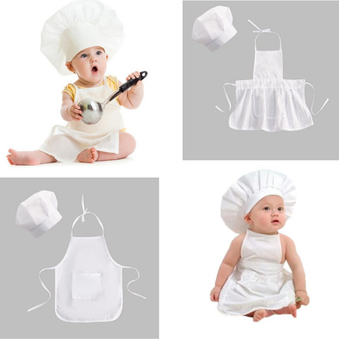 Newborn Baby White Cook Costume Cotton Photos Photography Prop Newborn Bebe  Boy Girl Pictures Clothing Hat