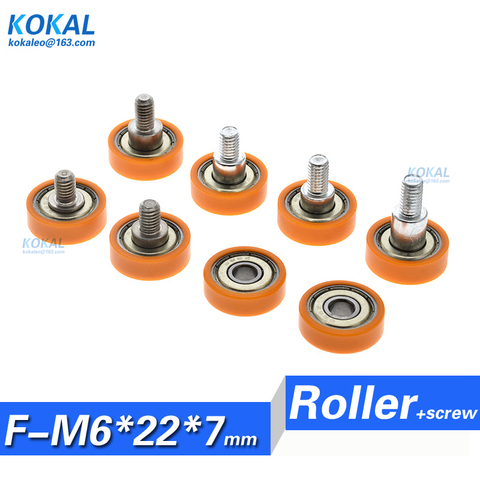 [F0622-7]HIGH QUALITY 10PCS 626zz ball bearing coated with POM plastic PA low noise sliding wheel M6*22*7 screw orange wheel 22 ► Photo 1/6