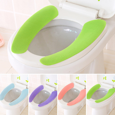 2022 New Washroom Warm Washable Health Sticky Toilet Mat Seat Cover Pad Household Reuseable Soft Toilet Seat Cover 4 Colors ► Photo 1/6