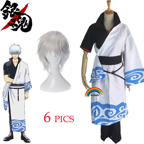 Anime Gintama Cosplay Costumes Sakata Gintoki Cosplay Costume Kimono Halloween Carnival Party Silver Soul Cosplay Costume Wigs ► Photo 1/6