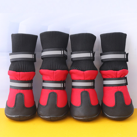 Warm Dog Shoes Waterproof Sport Dog boots with Reflective Velcro Rugged Anti-Slip Sole Perfect for long-legged Medium Large Dogs ► Photo 1/6