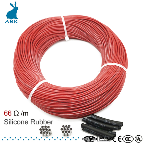 100meters  66 ohm Silicone rubber carbon fiber heating cable heating wire DIY special heating cable for heating supplies ► Photo 1/6