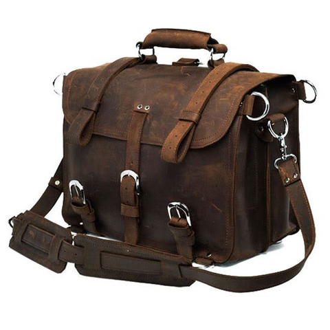 Vintage Crazy horse Genuine Leather Men Travel Bags Luggage Travel Bag Leather Men Duffle Bag Large Men Weekend Bag Overnight ► Photo 1/6