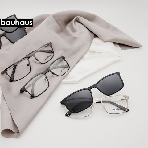 Bauhaus Magnet Sunglasses Clip on metal optical frame Men Polarized Custom Prescription Myopia ► Photo 1/1