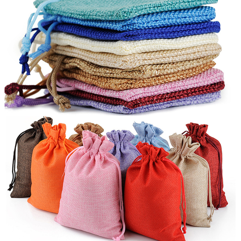 10Pcs Jute Drawstring Natural Burlap Bag Jute Gift Bags Multi Size Jewelry Packaging Wedding Diy Burlap Bags Customizable Logo ► Photo 1/6