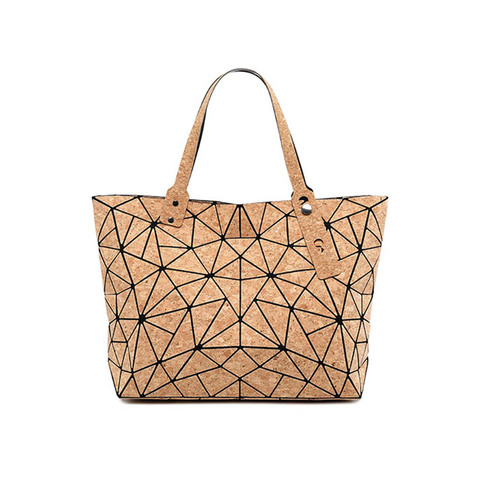 W637 KANDRA Diamond Geometric Cork Tote Purses Deformation Bucket Bag Women's Irregular Folding Hand Bag Shoulder Bag Bolsas ► Photo 1/6