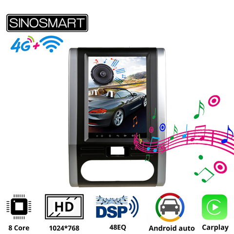 Sinosmart Tesla Style HD screen car gps multimedia player radio navigation for Andriod Nissan X-trail T31 MX6 2007-2014 ► Photo 1/3