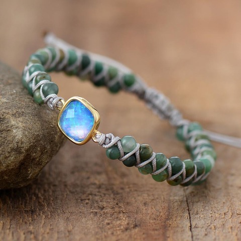 Natural Stone Charm Bracelets Jades Opal String Braided Strand Bracelets Friendship Wrap Bracelet Femme Women Jewelry Wholesale ► Photo 1/6