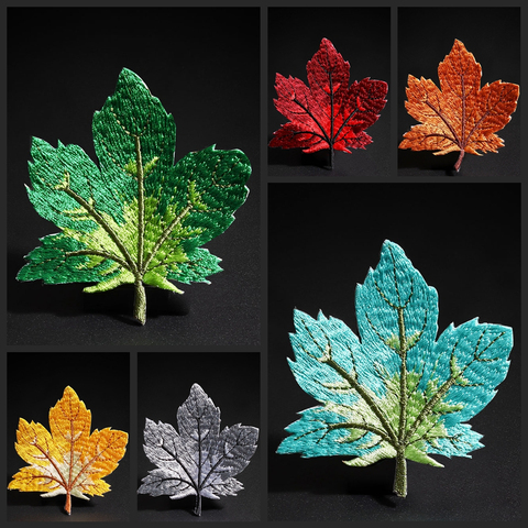 Colourful maple leaf embroidery patches DIY T-shirt coat Jeans Backpack exquisite sewing decorate Applique Stickers accessories ► Photo 1/6