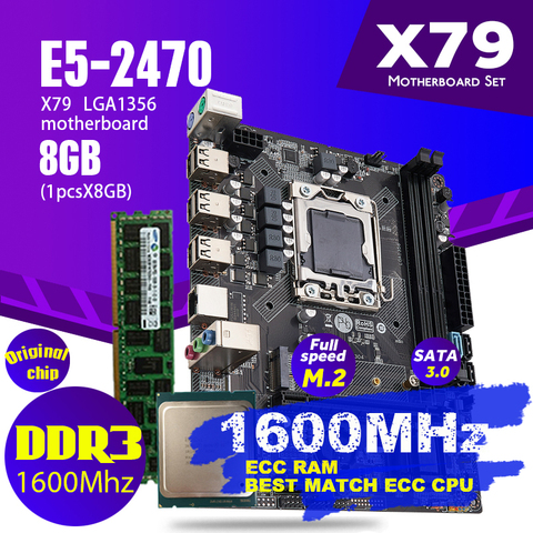 Atermiter X79 1356 Motherboard Set With Xeon LGA 1356 E5 2470 C2 Cpu 1pcs x 8GB = 8GB 1600MHz DDR3 ECC REG Memory Ram pc3 12800 ► Photo 1/5