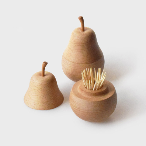 Wood Toothpick Storage Black Walnut Toothpicks Organizer Small Pear Shape Fruit Fork Jar Container Creative Modern Kitchen Items ► Photo 1/6