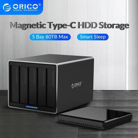 ORICO NS Series 5 Bay 3.5'' Type C HDD Docking Station Aluminum 5Gbps 80TB HDD Enclosure USB3.1 HDD Case with 78W Power Adapter ► Photo 1/6