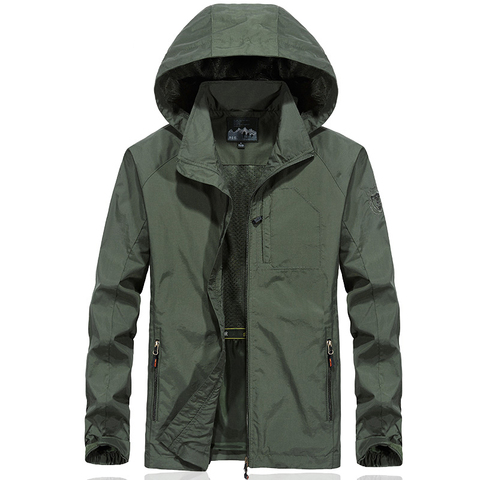 Outwear Waterproof Military Jacket Men Plus Size Spring Autumn Men Windbreaker Quick Dry Mens Jackets Breathable Hooded Coats ► Photo 1/6