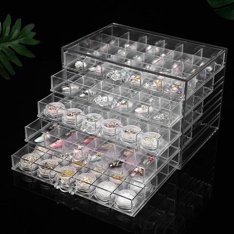 120 Grids Transparent Acrylic Nail Display Organizer Makeup Jewelry Nail Art  Cosmetic Display Rack Drawer Boxes Organizers ► Photo 1/6
