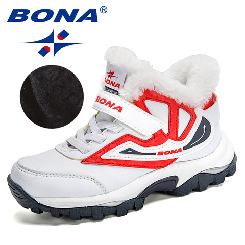 BONA 2022 New Arrival Snow Boots Outdoor Sneakers Boys Leather Ankle Boots Girls Anti-Slip Children Winter Boots Sport Shoes ► Photo 1/6