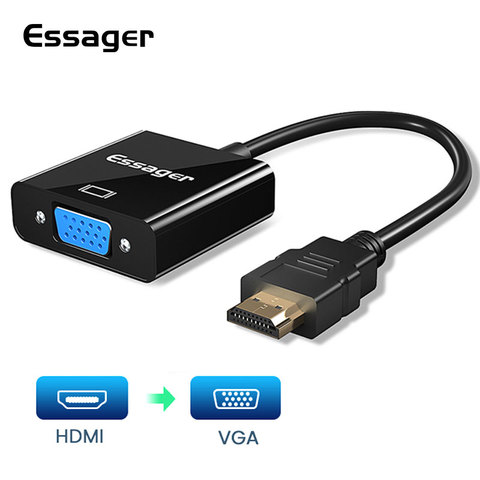 Essager HDMI to VGA Adapter Cable 1080P HDMI Male to VGA Female Jack 3.5 mm Converter Video Aux Audio Splitter For Laptop PS4 TV ► Photo 1/6