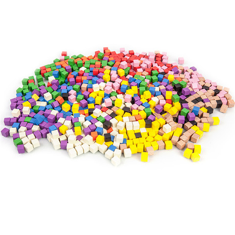 100Pcs/lots 10mm Wood Cubes Colorful Dice Chess Pieces Right Angle