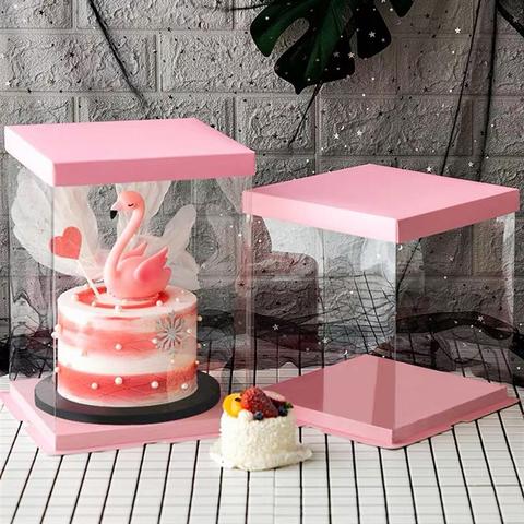 4pcs Cake Packaging Box Cake Container Transparency Cake Box Cake Wrapping Box ► Photo 1/6