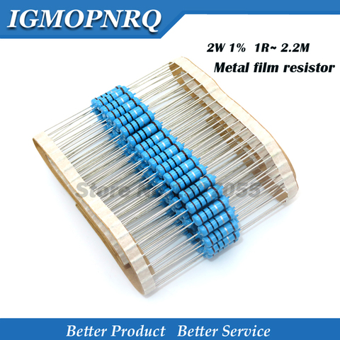 20pcs 2W Metal film resistor resistance 1% 1R 2.2M 4.7R 10R 22R 47R 100R 220R 560R 1K 10K 100K 2.2 10 22 47 100 220 470 1M ohm ► Photo 1/1